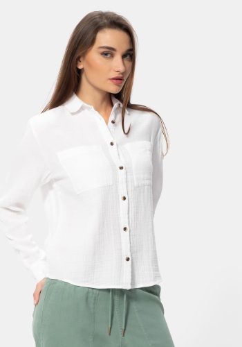 Camisa con botones y manga larga de Mujer TEX