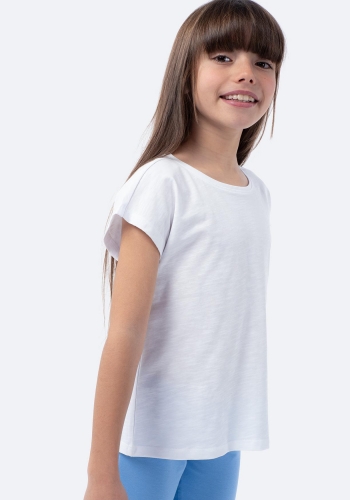 Camiseta lisa con cuello redondo sostenible de Niña TEX