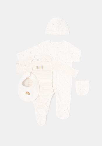 Conjunto pijama pelele con body gorro manoplas y babero para recién nacido Unisex TEX