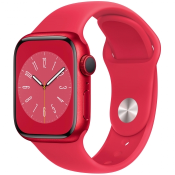 Apple Watch S8 GPS 45mm Caja de aluminio en rojo con correa deportiva Roja