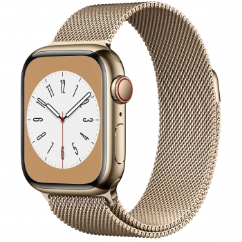 Apple Watch Serie 8 GPS + Cellular 45mm Caja de acero inoxidable en oro con Correa Loop Milanese Oro