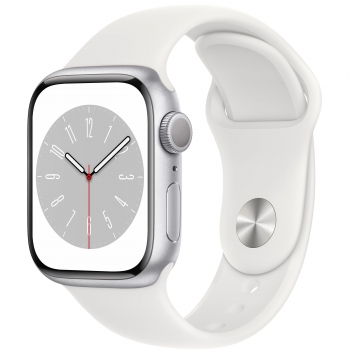 Apple Watch Serie 8 GPS+ Cellular 45mm Caja de aluminio en plata con Correa deportiva Blanco