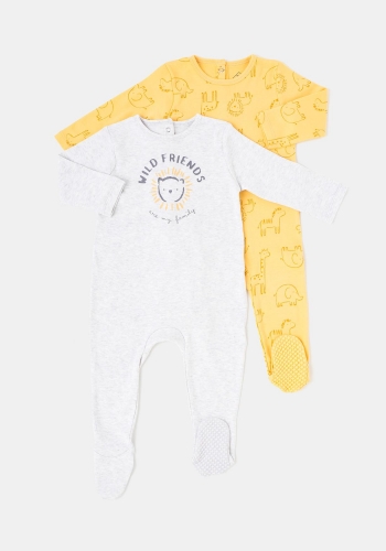 Pack dos pijamas pelele de algodón unisex sostenible de Bebé TEX
