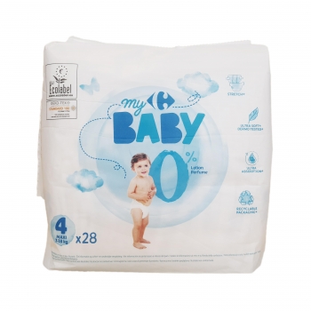 Pañales ecológicos Carrefour Baby Talla 4 maxi (7-18 Kg) 28 ud.