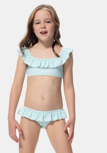 Bikini de dos piezas con estampado vichy para Niña TEX