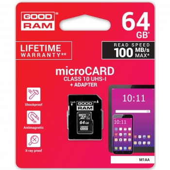 Tarjeta Goodram Micro SD 64GB con Adaptador