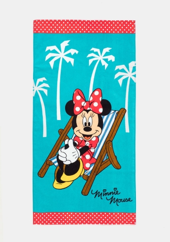 Toalla de Playa Infantil de Algodón Estampada 150x75 cm Minnie Mouse DISNEY Azul