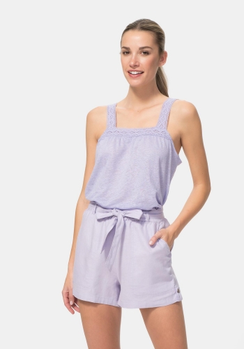 Camiseta de lino con encaje de Mujer TEX