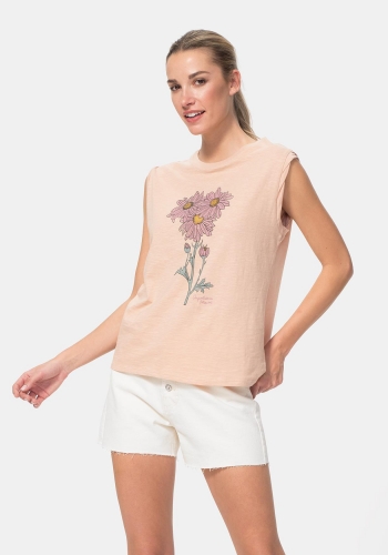 Camiseta de algodón estampada de Mujer TEX