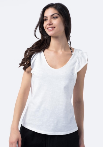 Camiseta lisa con cuello pico de Mujer TEX