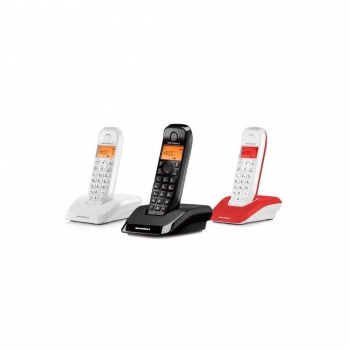 Teléfono Inalámbrico Motorola S1203 Trío – Negro/Blanco/Rojo