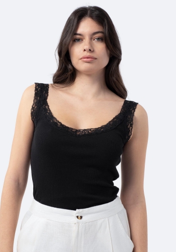 Camiseta de tirantes con adorno de puntilla sostenible de Mujer TEX