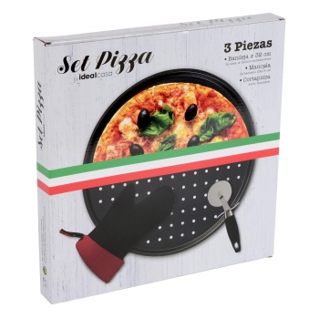 Set para Pizza Idealcasa Molde Manopla y Corta Pizza