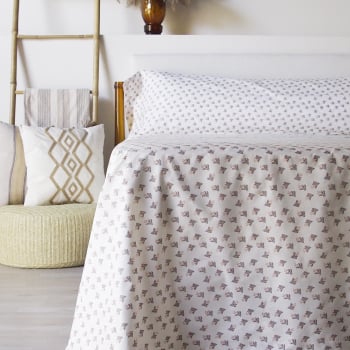 Juego de Sábanas de Algodón 3 Piezas Cama 135 cm ALO HOME Blanco