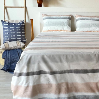 Juego de Sábanas de Algodón 4 Piezas Cama 150 cm ALO HOME Gris