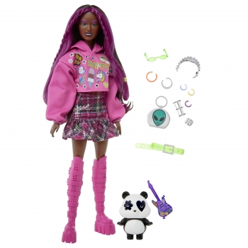 Barbie Extra Muñeca Conjunto Rosa con Accesorios +3 años