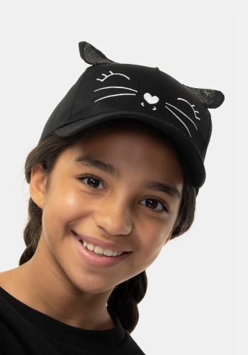 Gorra bordada de gato de Niña TEX