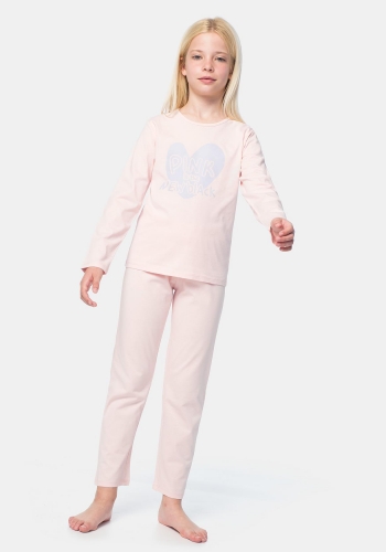 Pijama dos piezas manga larga estampado de Niña TEX