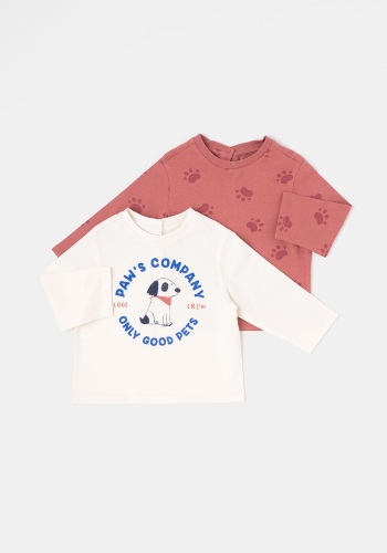 Pack 2 camisetas estampadas manga larga de Bebé TEX