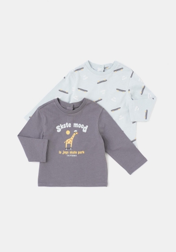 Pack 2 camisetas estampadas manga larga de Bebé TEX