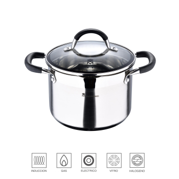 Olla de Acero Inoxidable con Tapa 4L MASTERPRO Foodies