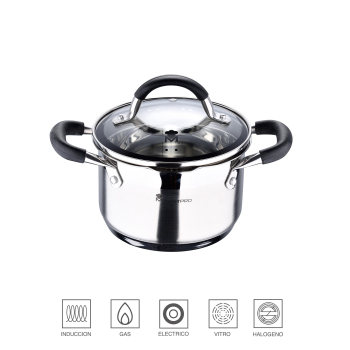 Olla de Acero Inoxidable con Tapa 1,5L MASTERPRO Foodies