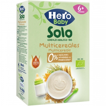 Papilla infantil desde 6 meses multicereales ecológico Hero Baby Solo 300 g.