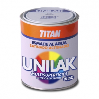 Esmalte al Agua Unilak Satinado Titan Blanco 750 Ml