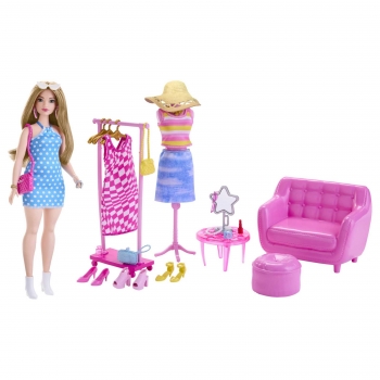 Barbie Estilista con Armario Muñeca con Accesorios +3 años