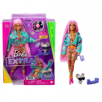 Barbie Muñeca Extra con Trenzas Rosas +3 Años