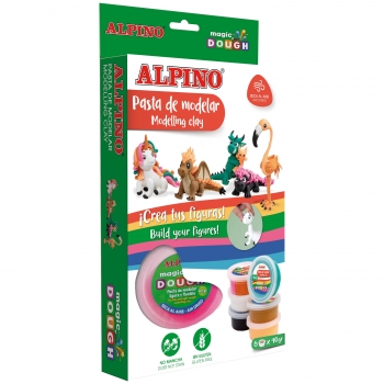 Pasta de modelar ALPINO Magic Dough Fantasy Animals, Blíster de 6 uds de 40 g.