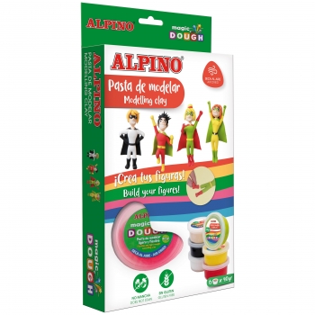 Pasta de modelar ALPINO Magic Dough Superheroes, Blíster de 6 uds de 40 g.