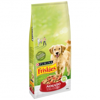 Pienso de buey, cereales y verduras para perro adulto Purina Friskies 15 Kg.