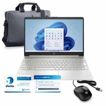 Portátil HP 15S-Series, Celeron N4500, 8GB, 512GB SSD, FHD, 15,6" - 39,62 cm, W11 con Maletín, Ratón y Antivirus Panda