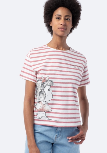 Camiseta de rayas estampada de Mujer MAFALDA