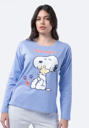 Pijama dos piezas manga larga con estampado de Mujer SNOOPY