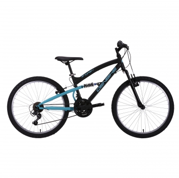 Bicicleta de Montaña Doble Suspensión Denbike de 24", Negra/Azul