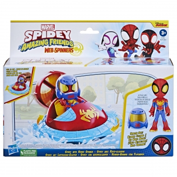 Marvel - Spidey and his Amazing Friends Web-Spinners vehículo, figura y casco +3 años