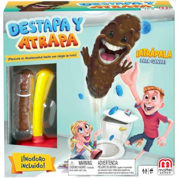 Mattel Games - Baño boom ¡Atrapa la caca!, juego de mesa infantil 