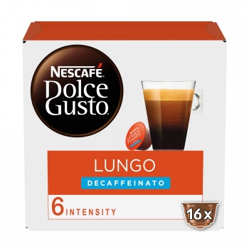 Café lungo descafeinado en cápsulas Nescafé Dolce Gusto 16 unidades de 7 g.