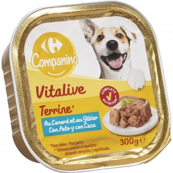 Comida húmeda de carne para perro adulto Carrefour 300 g.