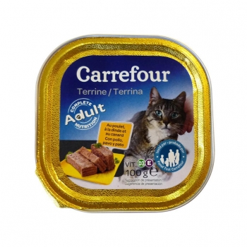 Alimento Húmedo para Gatos Pollo, Pato y Pavo 100 gr, Carrefour