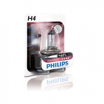 Blister Lámpara Philips H4 Vision Plus  60% + Luz