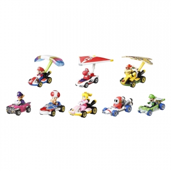 Hot Wheels - Mario Kart Set de Colección con 8 Mini Coches con Personaje