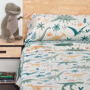 Juego de Sábanas de Algodón 3 Piezas Cama 90 cm TEX HOME Dinos Beige