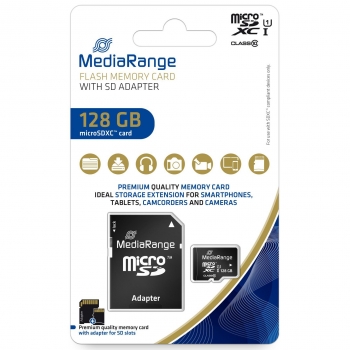 Tarjeta MicroSDXC MediaRange 128GB con Adaptador SD
