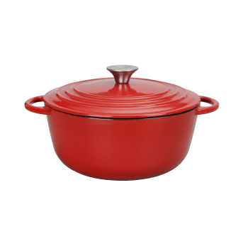 Cocotte Redonda Esmaltado con Antiadherente y Sistema Antigoteo de Hierro Fundido 24x11cm 4l CARREFOUR HOME - Rojo 