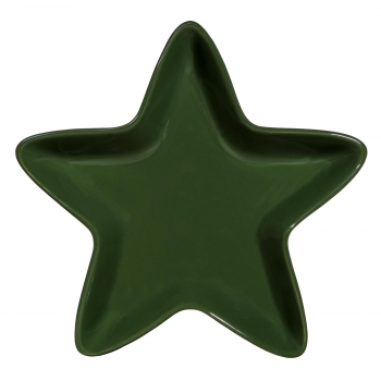 Plato con Forma Estrella de Loza Navidad 36,5 cm - Verde
