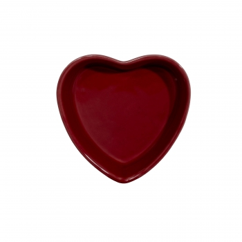 Plato con Forma Corazón de Loza Navidad 14 cm - Rojo