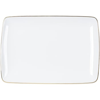 Bandeja Rectangular de Porcelana Filo Dorado 35x23,2x2.5 cm CARREFOUR HOME